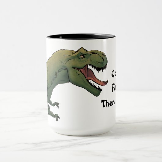 T-Rex Dinosaurus Koffie Eerst Dan Jaag Ik Mok (Midden)