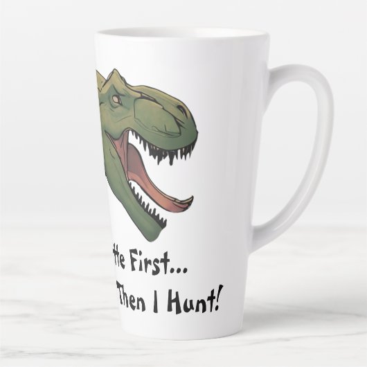 T-Rex Dinosaurus Koffie of Chai eerst dan ik jagen Latte Mok (Rechts)