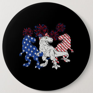 T Rex Dinosaurus Leuke US Vlag 4th of July Outfit Ronde Button 6,0 Cm