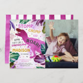 T Rex Dinosaurus Meisje Verjaardag Foto Kaart (Voorkant / Achterkant)