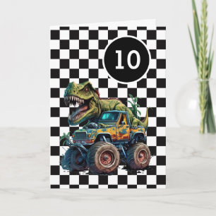 T-rex Dinosaurus Monster Truck 10e verjaardag Kaart