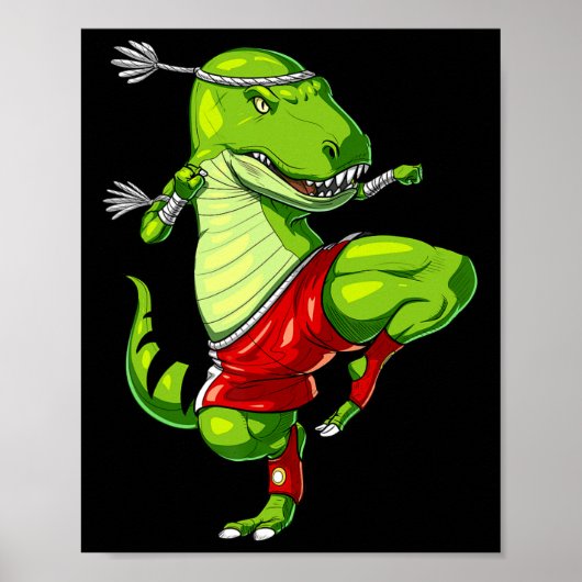 T-rex dinosaurus Muay Thai Boksen Karate Martial A Poster (Voorkant)