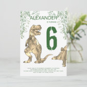 T-Rex Dinosaurus Oerwoud 6e Verjaardagsfeest Kaart (Staand voorkant)