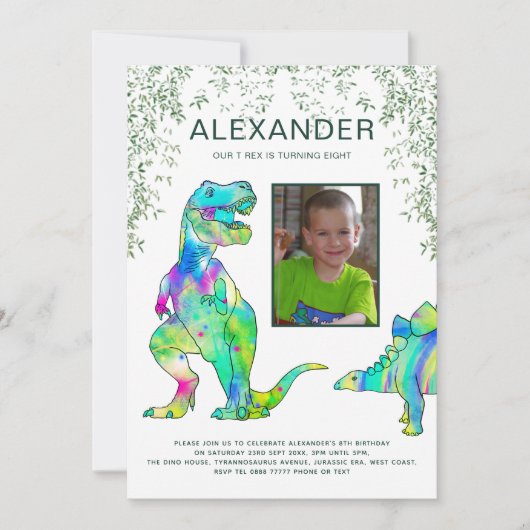 T-Rex Dinosaurus Oerwoud Verjaardagsfeest Kaart (Voorkant)