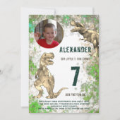 T-Rex Dinosaurus Oerwoud Verjaardagsfeestfoto Kaart (Voorkant)