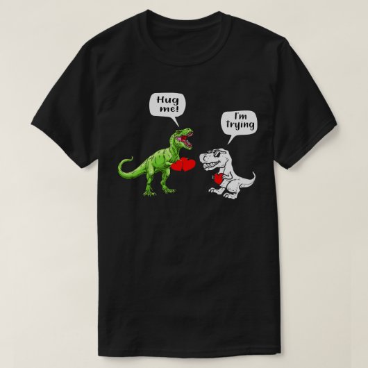 T rex dinosaurus paar knuffel me Valentijnsdag T-shirt (Design voorkant)