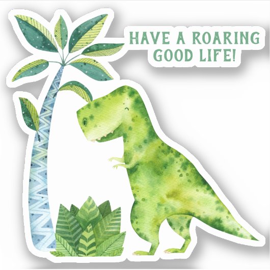 *~* T-Rex Dinosaurus Palm brullend goed leven Sticker (Voorkant)