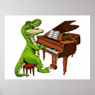 T-Rex Dinosaurus Pianist Poster