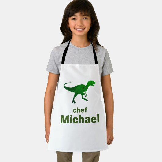 T-rex dinosaurus print aangepaste naam schort (Insitu)