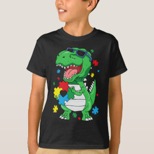 T-Rex Dinosaurus Puzzelstuk Kinderen Autisme Bewus T-shirt