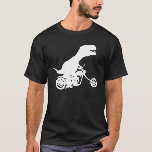 T Rex Dinosaurus Rijden Een Chopper Motorfiets Voo T-shirt (Voorkant)