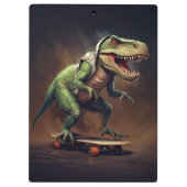 T-Rex Dinosaurus Rijden op een Skateboard Klembord (Achterkant)