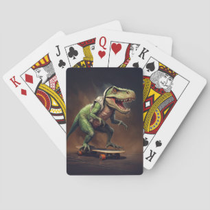 T-Rex Dinosaurus Rijden op een Skateboard Pokerkaarten