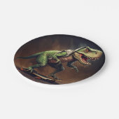 T-Rex Dinosaurus Rising a Skateboard Verjaardagsfe Papieren Bordje (Gekanteld)