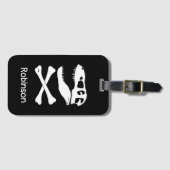 T. rex dinosaurus schedel piraat vlag bagagelabel (Voorkant (horizontaal))