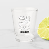 T. rex dinosaurus schedel piraat vlag shot glas (Voorkant)