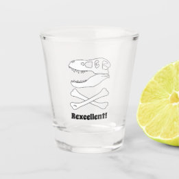 T. rex dinosaurus schedel piraat vlag shot glas