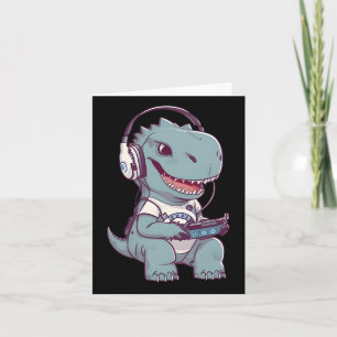 T. Rex-dinosaurus Speelt Videospelletje Gamen Game Kaart