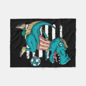 T-rex dinosaurus speelt voetbal - Trex ontwerp Fleece Deken (Voorkant (Horizontaal))