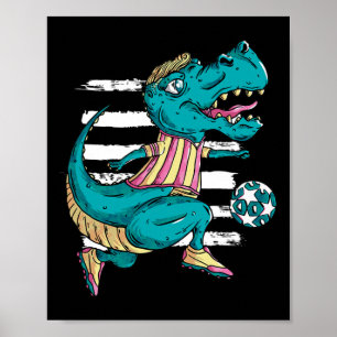 T-rex dinosaurus speelt voetbal - Trex ontwerp Poster
