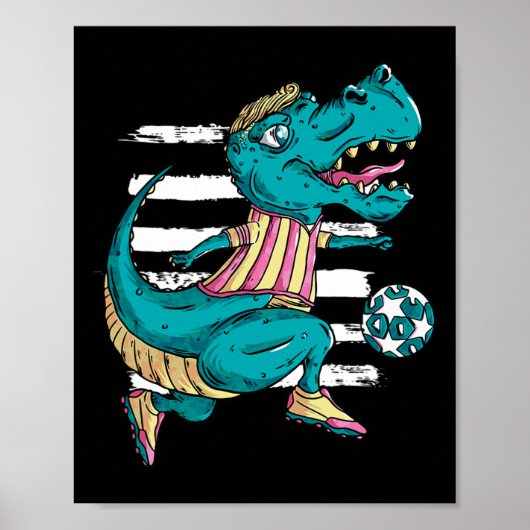 T-rex dinosaurus speelt voetbal - Trex ontwerp Poster (Voorkant)