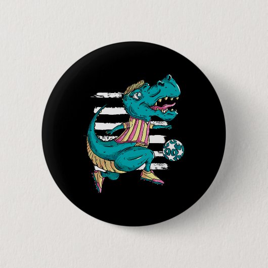 T-rex dinosaurus speelt voetbal - Trex ontwerp Ronde Button 5,7 Cm (Voorkant)