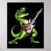T-Rex Dinosaurus Spelen Gitaar Poster (Voorkant)