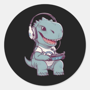 T. Rex-dinosaurus Spelen Videogame Gamer PL Ronde Sticker