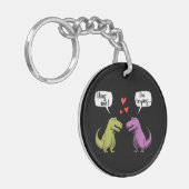 T-Rex dinosaurus stel knuffel me valentijnsdag gra Sleutelhanger (Voorkant Links)