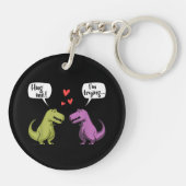T-Rex dinosaurus stel knuffel me valentijnsdag gra Sleutelhanger (Achterkant)