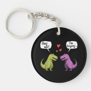 T-Rex dinosaurus stel knuffel me valentijnsdag gra Sleutelhanger