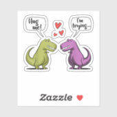 T-Rex dinosaurus stel knuffel me valentijnsdag gra Sticker (Vel)
