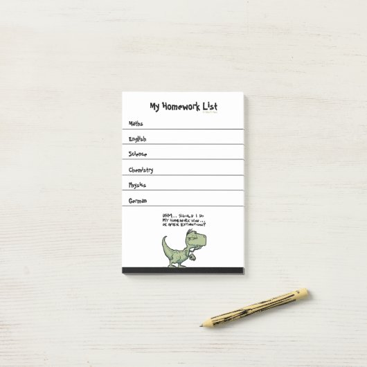 T-Rex Dinosaurus Student Huiswerk Takenlijst Post-it® Notes (Op bureau)