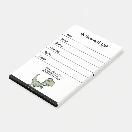 T-Rex Dinosaurus Student Huiswerk Takenlijst Post-it® Notes (Schuin)