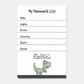 T-Rex Dinosaurus Student Huiswerk Takenlijst Post-it® Notes (Voorkant)