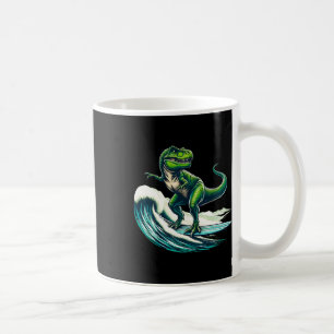 T-rex dinosaurus surfen surfer surfplank cadeau vo koffiemok
