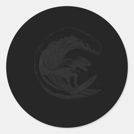 T-rex dinosaurus surft surfen surfplank surfer ronde sticker (Voorkant)