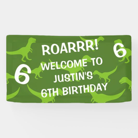 T-rex dinosaurus thema Verjaardagsfeestje welkomst Spandoek (Horizontaal)