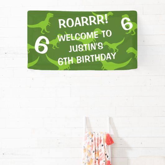 T-rex dinosaurus thema Verjaardagsfeestje welkomst Spandoek (Insitu)