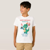 T Rex Dinosaurus Toevoegen Leeftijd Gelukkig Verja T-shirt (Voorkant volledig)