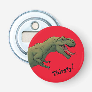 T-Rex dinosaurus Tyrannosaurus heeft dorst! Button Flesopener