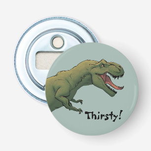 T-Rex dinosaurus Tyrannosaurus heeft dorst! Button Flesopener