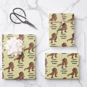 T-Rex-dinosaurus Tyrannosaurus-verjaardag aanpasse Inpakpapier Vel