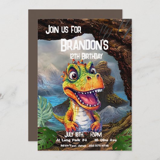 T-Rex, Dinosaurus verjaardag, Kaart (Voorkant / Achterkant)