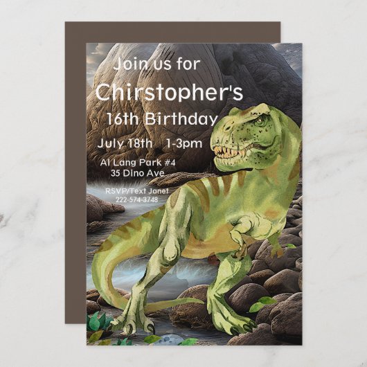 T-Rex, Dinosaurus verjaardag, Kaart (Voorkant / Achterkant)