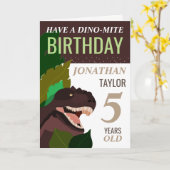 T Rex Dinosaurus Verjaardag voor kinderen Kaart (Gele Bloem)