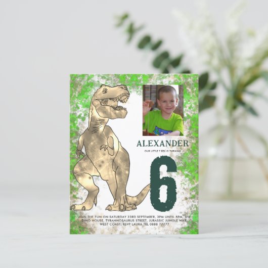 T-Rex Dinosaurus Verjaardagsfeest Budget (Staand voorkant)