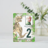 T-Rex Dinosaurus Verjaardagsfeest Budget Uitnodiging Briefkaart (Staand voorkant)