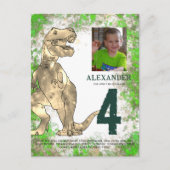 T-Rex Dinosaurus Verjaardagsfeest Budget Uitnodiging Briefkaart (Voorkant)