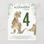 T-Rex Dinosaurus Verjaardagsfeest Budget Uitnodiging Briefkaart (Voorkant)